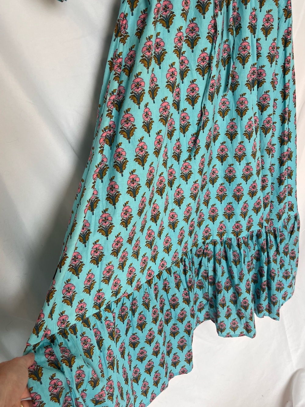 Indian Block Print Puff Sleeve Dress - Picture 4 of 9
